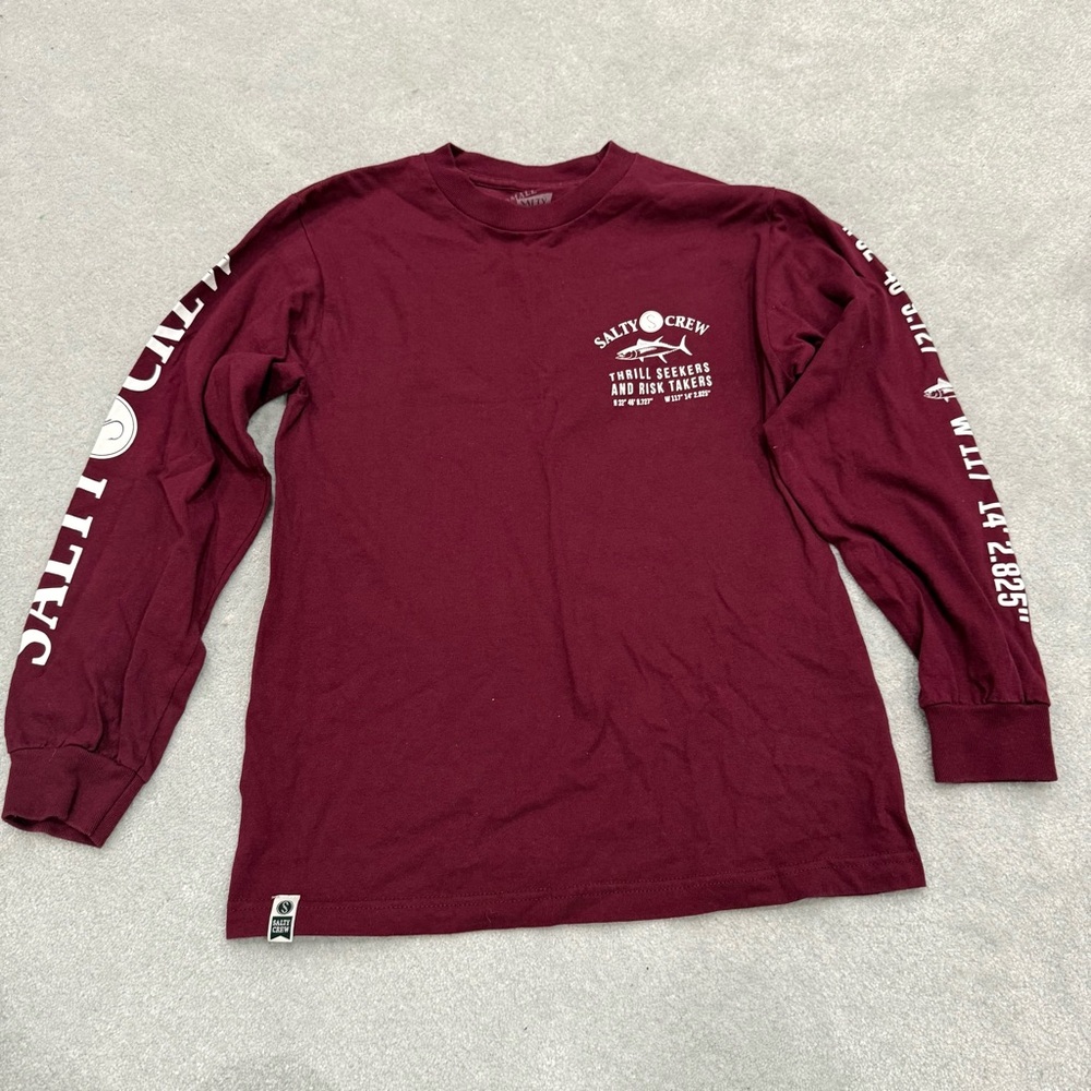 Salty Crew Men's Burgundy Long Sleeve Tee